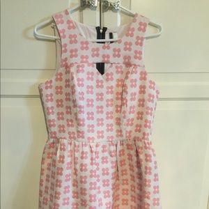 Mod pink floral fit and flare dress